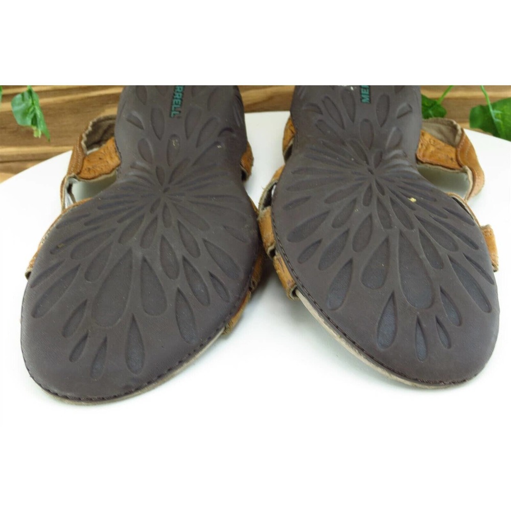 Merrell Sz 8 M Brown Strappy Leather Women Sandals Bassoon - Picture 7 of 7